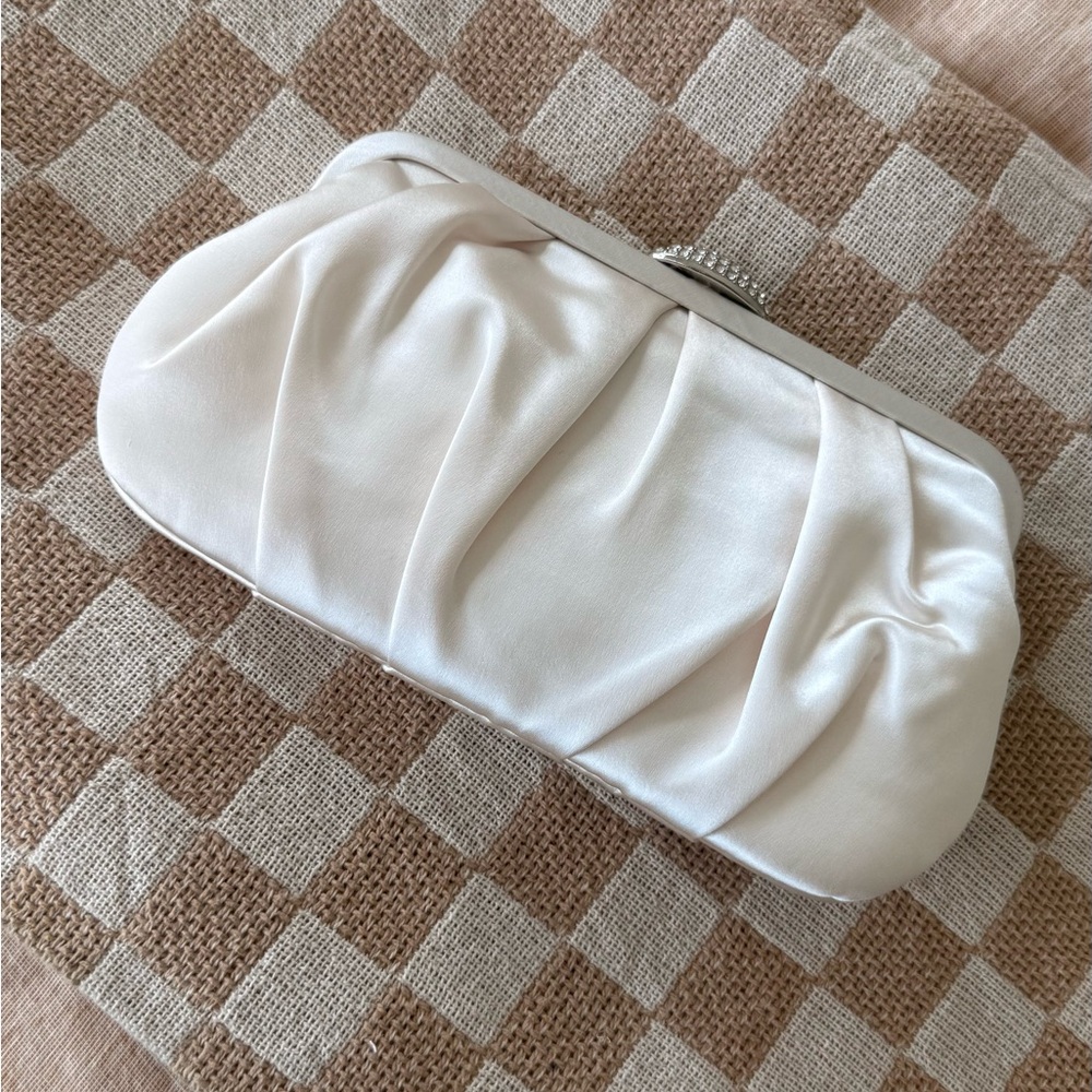 Nina concord pleated satin champagne Clutch Bag
